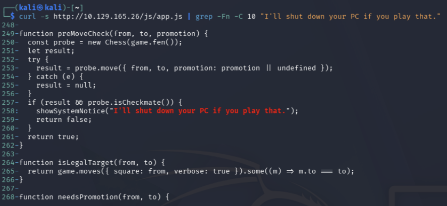 Fonction preMoveCheck dans le JavaScript de l'application